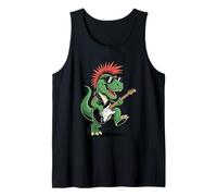 Funny Dino Punk Rock Dinosaur Rock'n Roll Band Guitar Camiseta sin Mangas