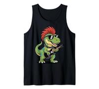 Funny Dino Punk Rock Dinosaur Rock'n Roll Band Guitar Camiseta sin Mangas