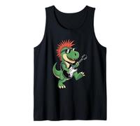 Funny Dino Punk Rock Dinosaur Rock'n Roll Band Guitar Camiseta sin Mangas