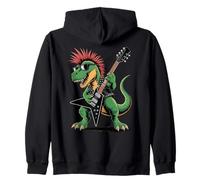 Funny Dino Punk Rock Dinosaur Rock'n Roll Band Guitar Sudadera con Capucha
