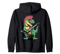 Funny Dino Punk Rock Dinosaur Rock'n Roll Band Guitar Sudadera con Capucha