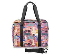 Funny Dinosa - Bolsa de viaje de mármol para mujeres y hombres, bolsas de fin de semana de dinosaurio, 32 L, grande, bolsa de cabina para deportes, gimnasio, yoga, color, (32 L) UK, Organizador de