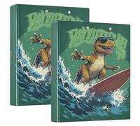 Funny Dinosaur - Carpetas de cuaderno de 1 pulgada y media de 3 anillas con cubierta de bolsillo, 1/2 paquete de carpetas estéticas de tapa dura