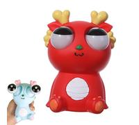 Funny Dinosaur Stress Relief Toy, Eye-Popping Dragon Squeeze Toy for Adults, Pink Squishy Slow Rise Stress Ball, Office Desk Stress Relief, Cute Popping Ball Toy Valentine Gift (Red)