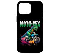 Funny Dinosaur T-Rex Motorbike Dirt Bike Motocross Off Road Carcasa para iPhone 16 Pro MAX