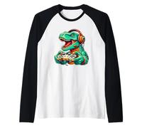 Funny Dinosaur Video Games Cool Gamer T-Rex Men Women Kids Camiseta Manga Raglan