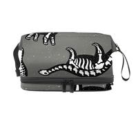 Funny Dinosaurs Skeletons Fossil - Bolsa de cosméticos de doble capa para mujeres y niñas, neceser de viaje para maquillaje, práctica bolsa organizadora con compartimento para cepillos, multicolor,