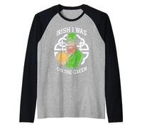 Funny Disc Golf Día de San Patricio Irlandés I Was On The Green Camiseta Manga Raglan