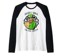 Funny Disc Golf Día de San Patricio Irlandés I Was On The Green Camiseta Manga Raglan