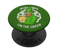 Funny Disc Golf Día de San Patricio Irlandés I Was On The Green PopSockets PopGrip Adhesivo