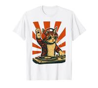 Funny DJ Cat Disco Sound Tech Auriculares Música Camiseta