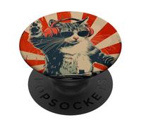 Funny DJ Cat Disco Sound Tech Auriculares Música PopSockets PopGrip Adhesivo