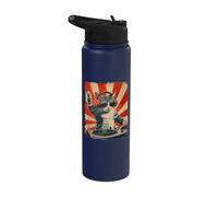 Funny DJ Cat Disco Sound Tech Headphone Music Stainless Steel Insulated Water Bottle