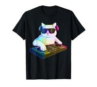 Funny DJ Cat Techno Music Festival Lover Musician Men Women Camiseta