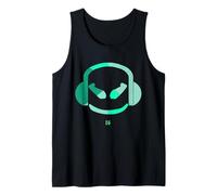 Funny DJ SmilingFace Multicolores Verde Olive|Turquesa Camiseta sin Mangas
