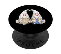 Funny Doctor Couple Gnomes For Women and Pediatric Nurse Mom PopSockets PopGrip Adhesivo