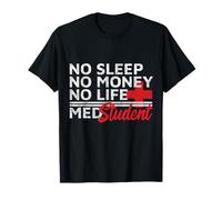 Funny Doctor Gifts for Men & Women Divertido sin dinero sin vida Med Estudiante Doctor Camiseta Black S Manga Larga Jersey Cuello Crew Dobladillo Simple T-Shirt Adulto Mujeres Hombre