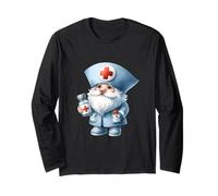 Funny Doctor GNOME Graphic For Women and Men Retro Nurse Manga Larga