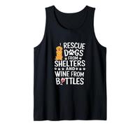 Funny Dog and Wine Lover I Rescue Dogs and Wine Camiseta sin Mangas