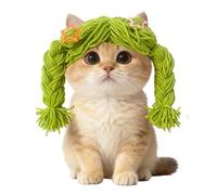 Funny Dog Cat Cosplay Wig - Cute Colored Hairpiece | Adjustable Pet Wigs, For Halloween, Christmas, Parties, Festivals, Dog Wigs For Small Medium and Large Dogs Cosplay (Linen Color Bangs)