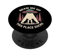 Funny Dog Dogs Retro UFO Nave Espacial PopSockets PopGrip Adhesivo