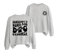 Funny Dog Groomer Sweatshirt, Dog Grooming Shirt,Pet Groomer Pullover, Women Crew Neck Dog Paw Graphic Top