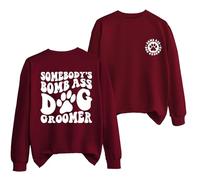 Funny Dog Groomer Sweatshirt, Dog Grooming Shirt,Pet Groomer Pullover, Women Crew Neck Dog Paw Graphic Top