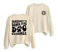 Funny Dog Groomer Sweatshirt, Dog Grooming Shirt,Pet Groomer Pullover, Women Crew Neck Dog Paw Graphic Top