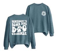 Funny Dog Groomer Sweatshirt, Dog Grooming Shirt,Pet Groomer Pullover, Women Crew Neck Dog Paw Graphic Top