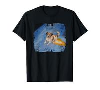Funny Dog in Space Painting Rocket Art Camiseta