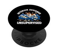 Funny Dog Interior Designer Comportamiento del Perro sin supervisión PopSockets PopGrip Adhesivo