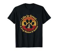 Funny Dog Lover Life Is Great Retro Sunset Camiseta