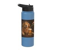 Funny Dog Meme Golden Retriever Drinking Beer Stainless Steel Insulated Water Bottle