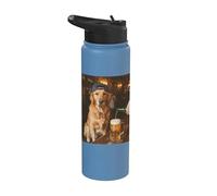 Funny Dog Meme Golden Retriever Drinking Beer Stainless Steel Insulated Water Bottle