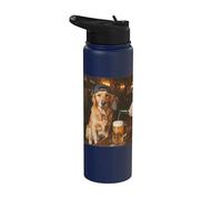 Funny Dog Meme Golden Retriever Drinking Beer Stainless Steel Insulated Water Bottle