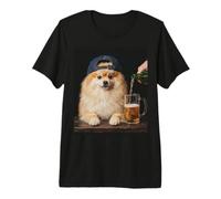 Funny Dog Meme Pomeranian Drinking Beer Camiseta Premium