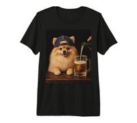 Funny Dog Meme Pomeranian Drinking Beer Camiseta Premium