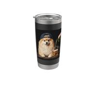 Funny Dog Meme Pomeranian Drinking Beer Vaso térmico de acero inoxidable de doble pared