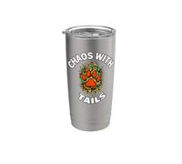 Funny Dog Owner Chaos With Tails Pet Lover Vaso térmico de acero inoxidable de doble pared
