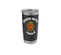 Funny Dog Owner Chaos With Tails Pet Lover Vaso térmico de acero inoxidable de doble pared