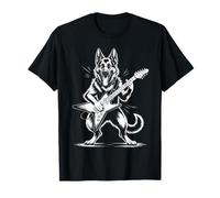 Funny Dog Playing Electric Guitar Rock Style Camiseta