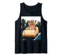 Funny Dog Roller Coaster Meme Silly Graphic Golden Retriever Camiseta sin Mangas