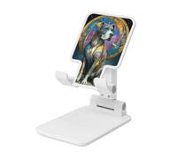 Funny Dog Surreal Art - Soporte plegable para teléfono celular, ángulo ajustable, altura de escritorio, portátil, compatible con todos los teléfonos inteligentes, estilo blanco