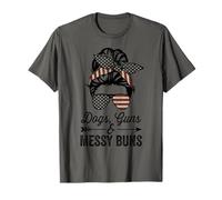 Funny Dogs Guns & Messy Buns - Mujeres USA Pro Guns Dog Lover Camiseta