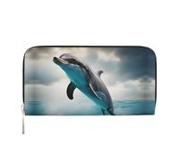 Funny Dolphin Looking At You - Cartera para mujer con estampado de delfín, tarjetero de crédito, cartera para teléfono, bolsa de mano larga