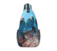 Funny Dolphin Looking at You HD Japanese Red Carp Fish Sling Bag, Mochila de Hombro Paquete de Pecho Causal Crossbody Daypack para Mujeres Hombres Senderismo Viajes