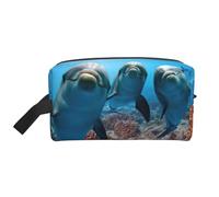 Funny Dolphin Looking At You - Neceser de viaje con estampado de delfín, bolsa de maquillaje colgante de gran capacidad, organizador versátil para mujeres y hombres