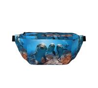 Funny Dolphin Looking at You Riñonera ajustable para hombres y mujeres, correr, senderismo, escalada, gimnasio, bicicleta estática, etc., Black, Talla única