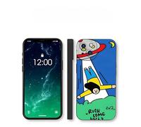 Funny Doodle Alien Spaceship Kidnapping Character Print Case para iPhone 14