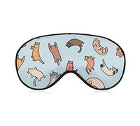 Funny Doodle Cats Sleep Mask Night Cover Eye para mujeres y hombres BlockLight para avión, viaje, siesta, correa ajustable